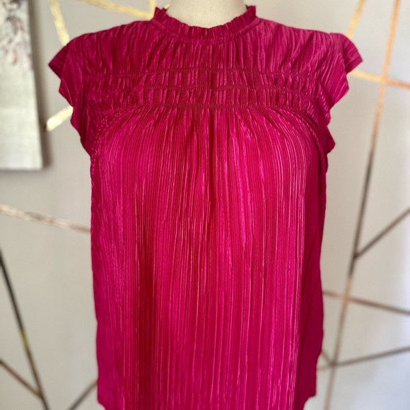 Nine West Fuchsia Pleated Blouse (892) - Picture 1 of 10